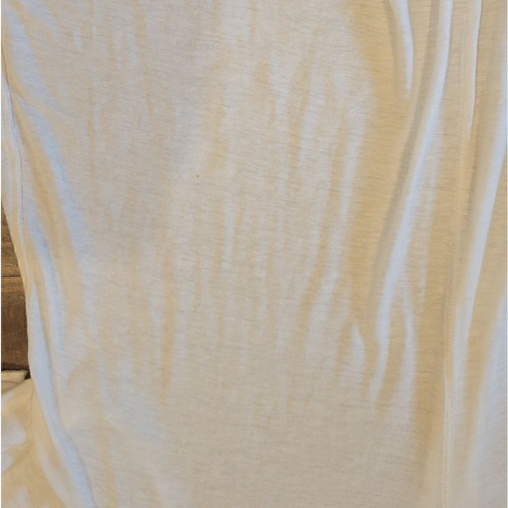 FREE PEOPLE Linen Blend Off White Bittersweet Cold Shoulder Tee Top S - Picture 12 of 13
